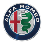 Alfa Romeo emblem featuring red cross and serpent, automotive logo.