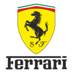 Close-up of Ferrari emblem at David Kanaskie's Auto Repair shop.